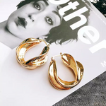 BOLD TWISTED 18K GOLD HOOP EARRINGS