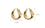 BOLD TWISTED 18K GOLD HOOP EARRINGS