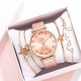 BESPOKE WOMEN'S ARABIC QUARTZ WRISTWATCH 5PC COMBO GIFT SET