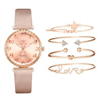 BESPOKE WOMEN'S ARABIC QUARTZ WRISTWATCH 5PC COMBO GIFT SET