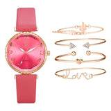 BESPOKE WOMEN'S ARABIC QUARTZ WRISTWATCH 5PC COMBO GIFT SET
