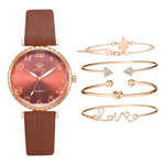 BESPOKE WOMEN'S ARABIC QUARTZ WRISTWATCH 5PC COMBO GIFT SET