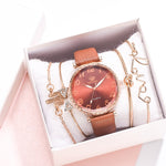 BESPOKE WOMEN'S ARABIC QUARTZ WRISTWATCH 5PC COMBO GIFT SET