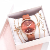 BESPOKE WOMEN'S ARABIC QUARTZ WRISTWATCH 5PC COMBO GIFT SET