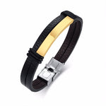 CUSTOM ENGRAVED STEEL LEATHER BRACELET