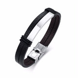 CUSTOM ENGRAVED STEEL LEATHER BRACELET