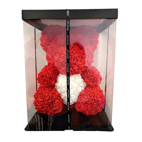 BESPOKE LUXURY ROSE TEDDY BEAR WITH GIFT BOX 40CM