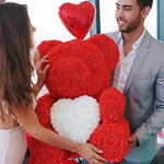 BESPOKE LUXURY ROSE TEDDY BEAR WITH GIFT BOX 40CM