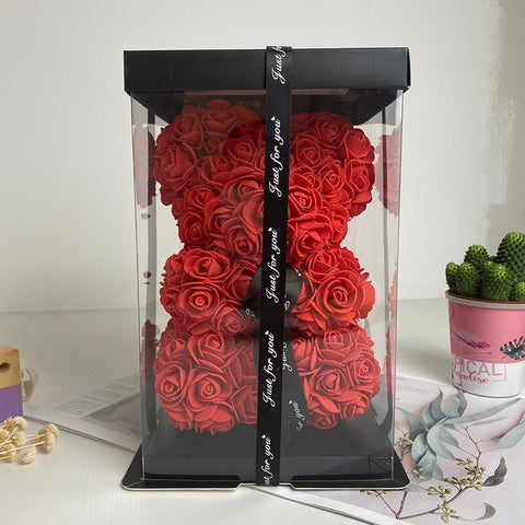 BESPOKE LUXURY ROSE TEDDY BEAR WITH GIFT BOX 25CM