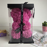 BESPOKE LUXURY ROSE TEDDY BEAR WITH GIFT BOX 25CM