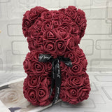 BESPOKE LUXURY ROSE TEDDY BEAR WITH GIFT BOX 25CM