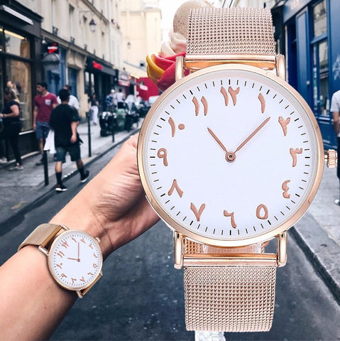 WOMEN'S ROSE GOLD/SILVER ARABIC QUARTZ WRISTWATCH