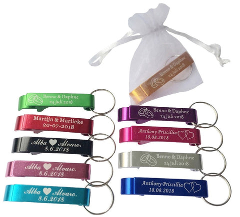 50 PCS PERSONALISED ENGRAVED BOTTLE OPENER KEYCHAIN