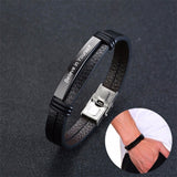 CUSTOM ENGRAVED STEEL LEATHER BRACELET